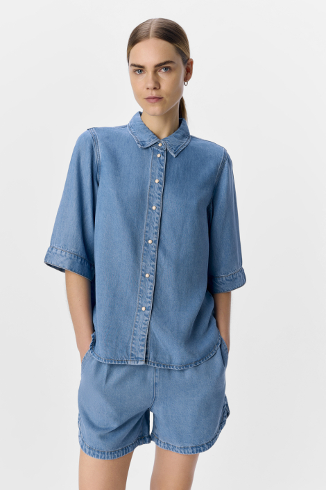 Object blauwe dames blouse