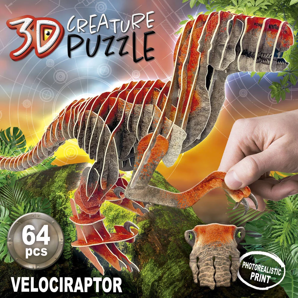 PUZZLE 3D - 64 PIECES - VELOCIRAPTOR