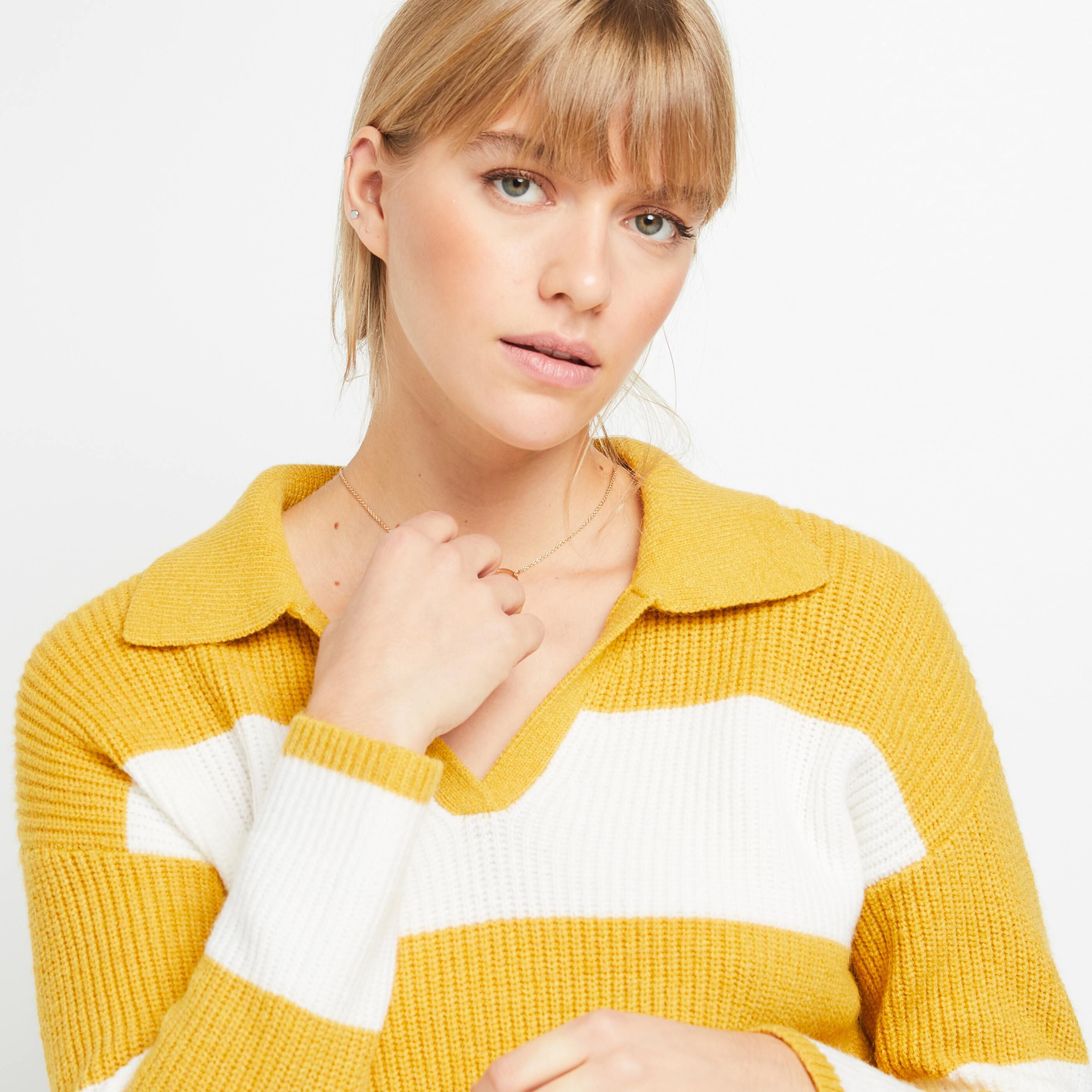 Pull rayé femme - JAUNE