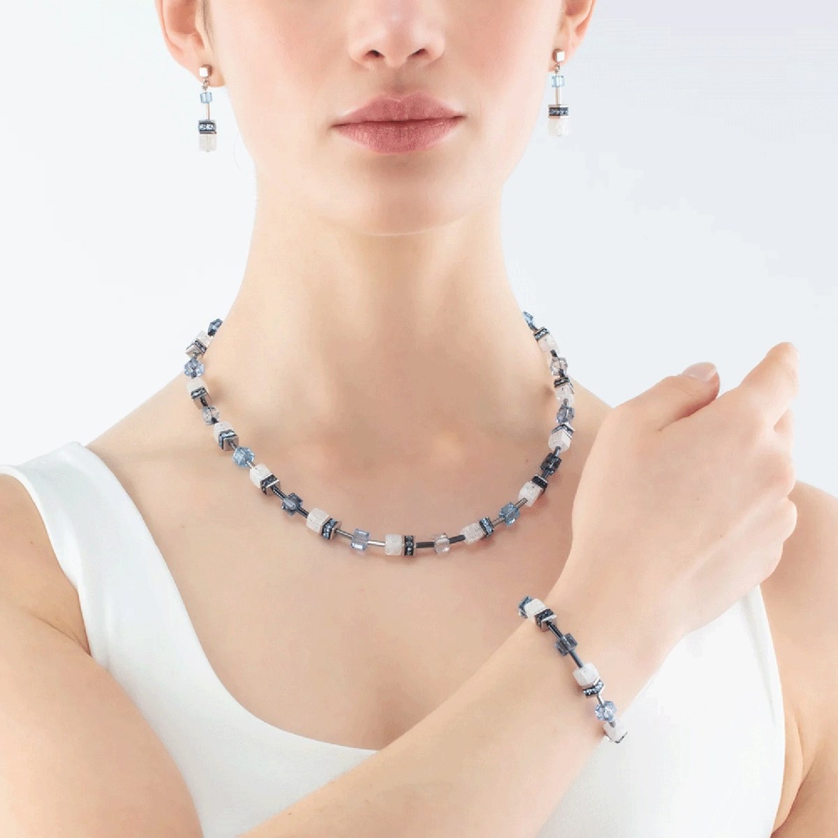 Bracelet Coeur de Lion Geocube Iconic Naturebleu blanc