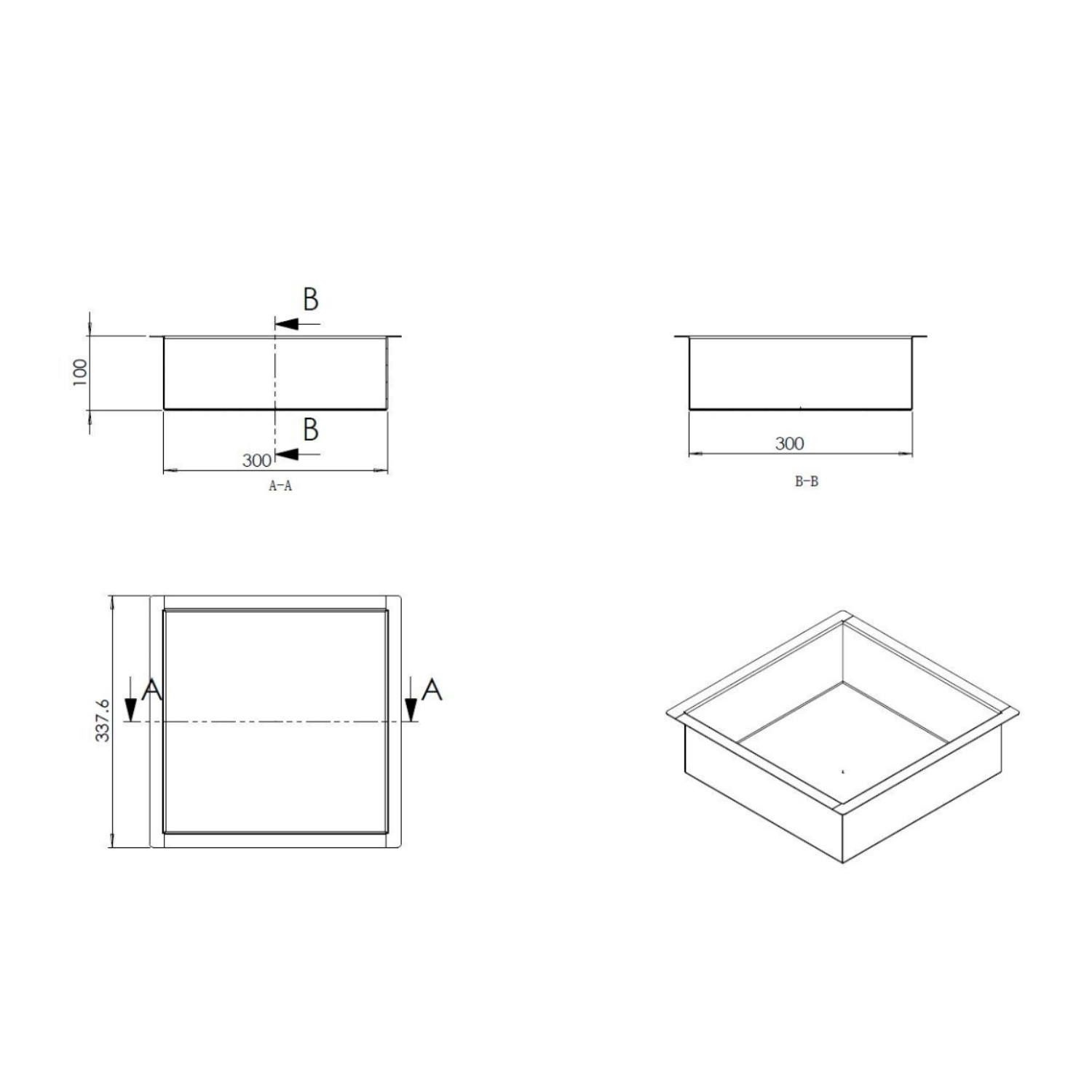 Mueller inbouw nis 30x30x10cm RVS goud