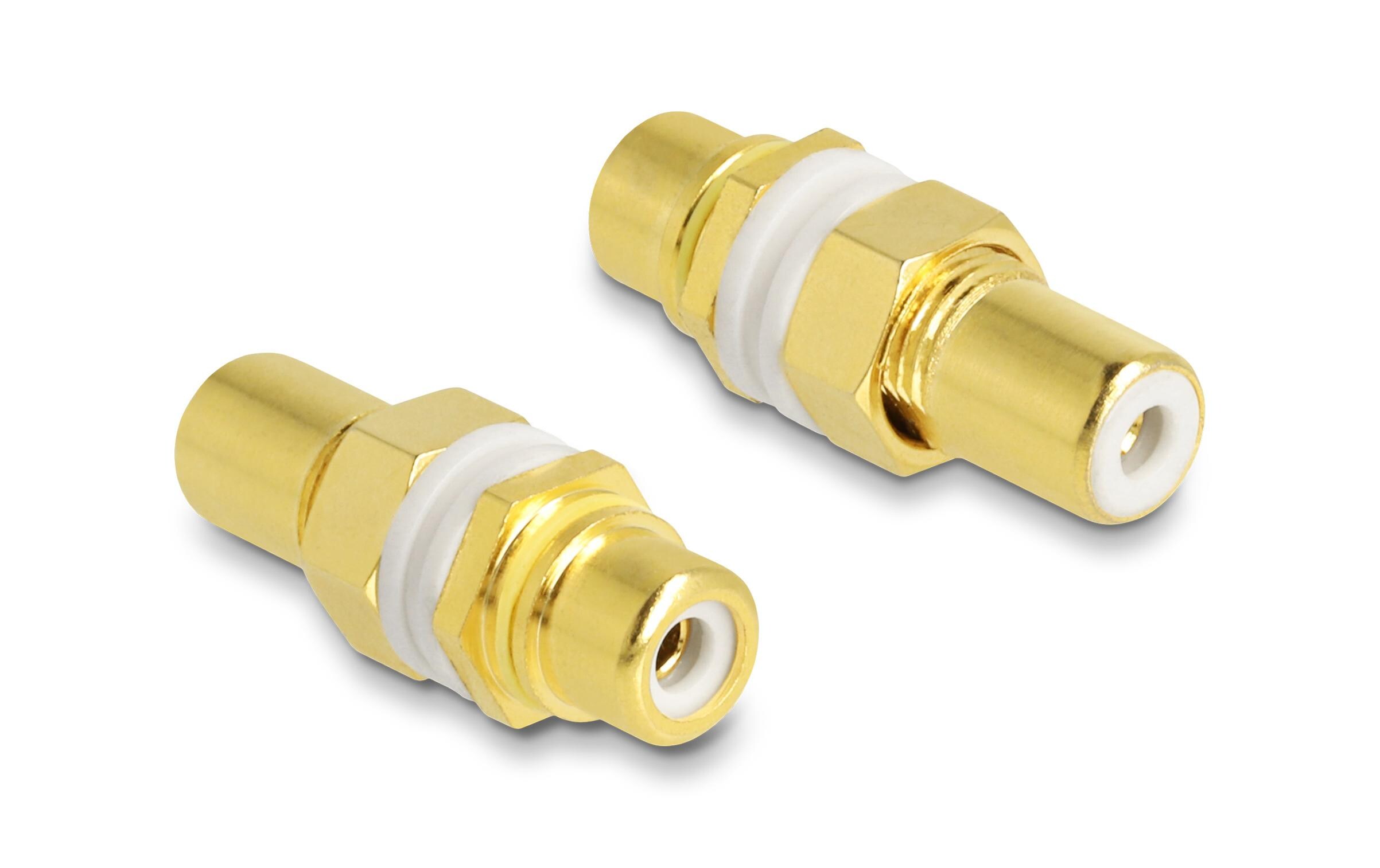 Audio-Adapter Buchse/Buchse Cinch - CinchDelock Audio Adapter Cinch Buchse zu Buchse zum Einbau, Farbring weiss