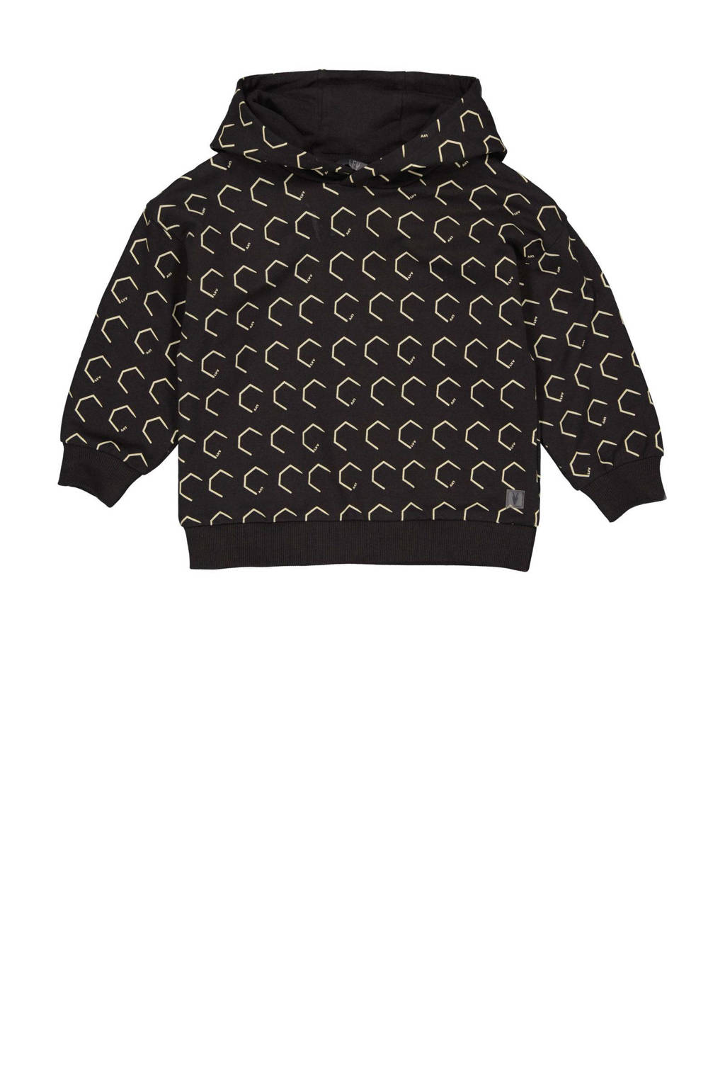 LEVV hoodie met all over print donkergrijs/beige