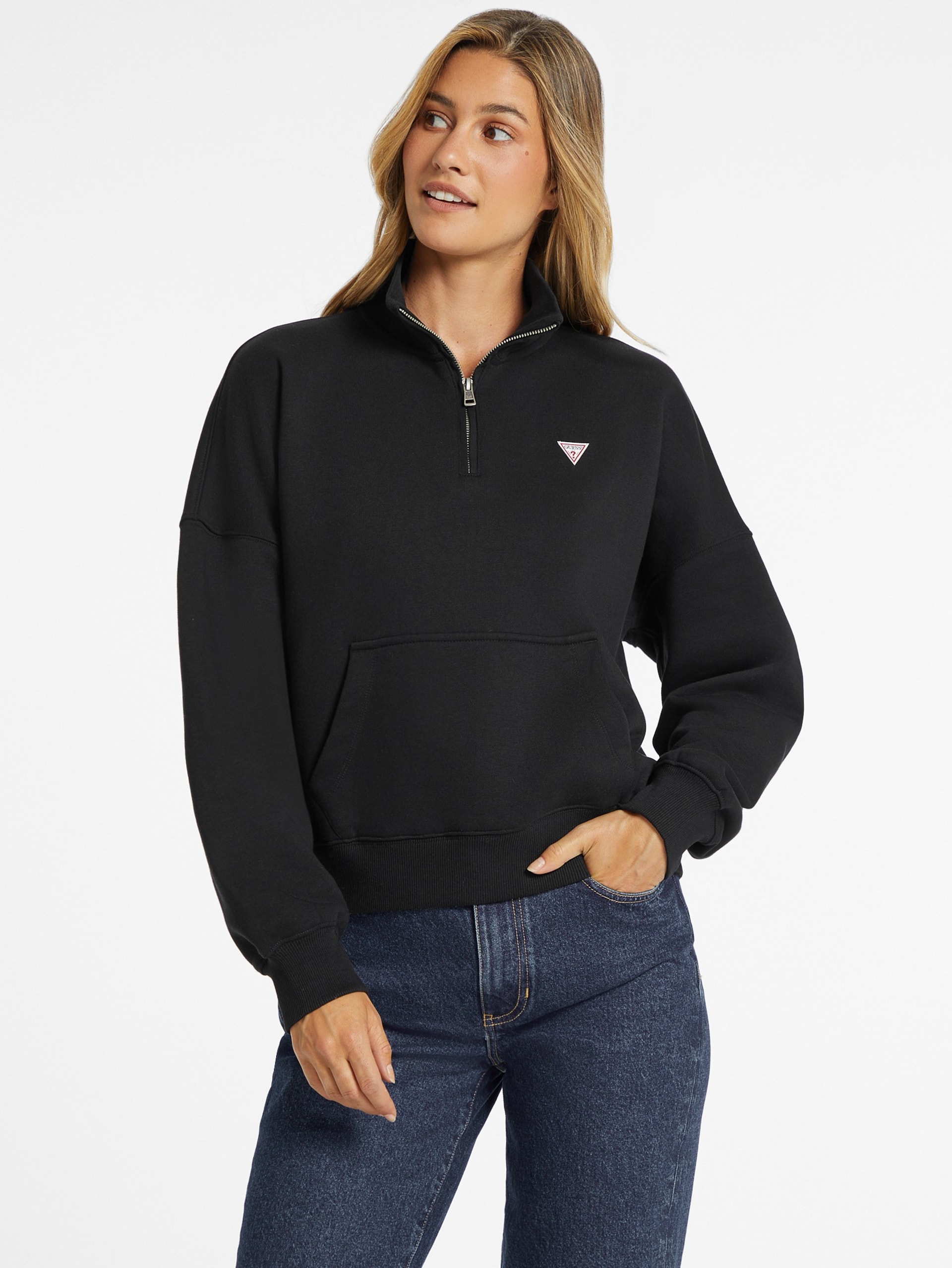 Moletom oversized com mini zíper triangular