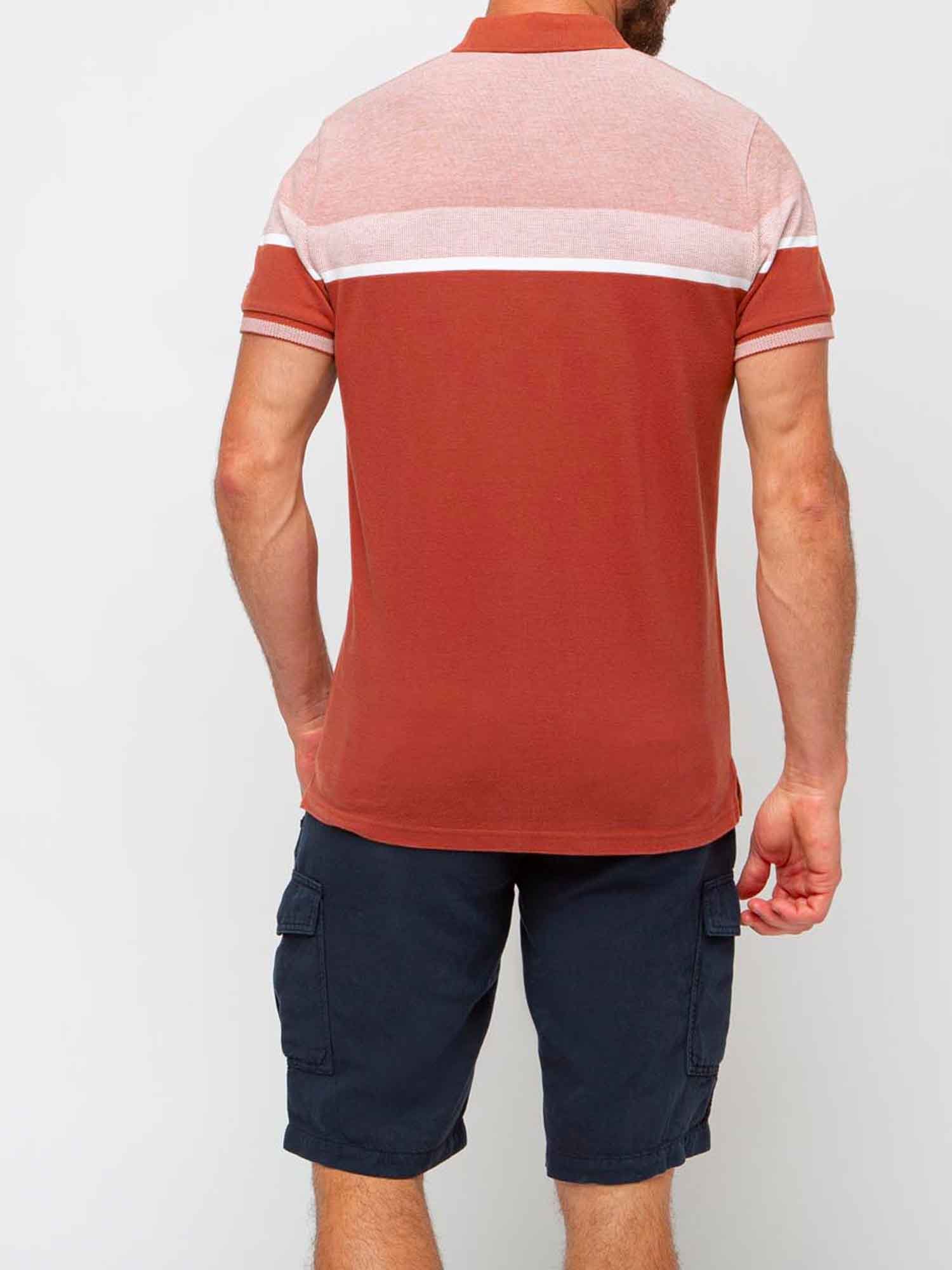 Polo Homme A Rayures Placées Terracotta