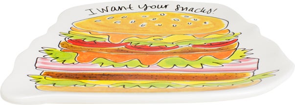 Blond Amsterdam bord Snack hamburger 19,5 x 16,5 x 1 cm