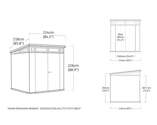 Keter Signature Ashwood Pent 7x7 tuinhuis inclusief vloer, 216 x 218 cm, antraciet/bruin, exclusief bij Hornbach