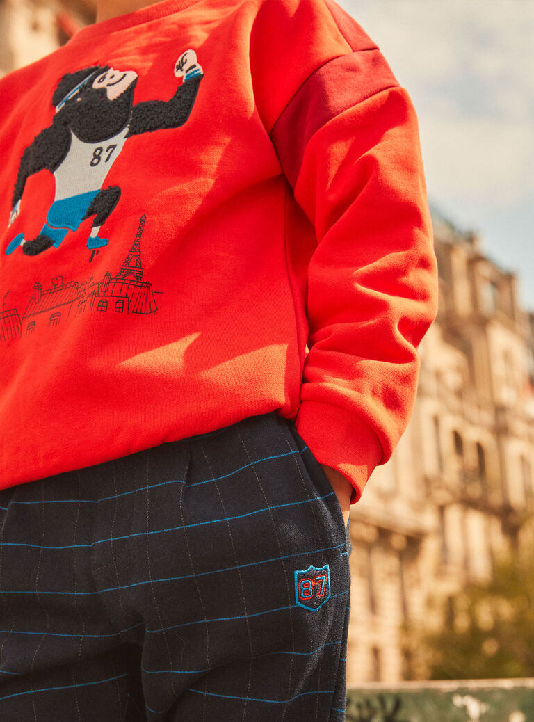 Sweat rouge vermillon molletonné