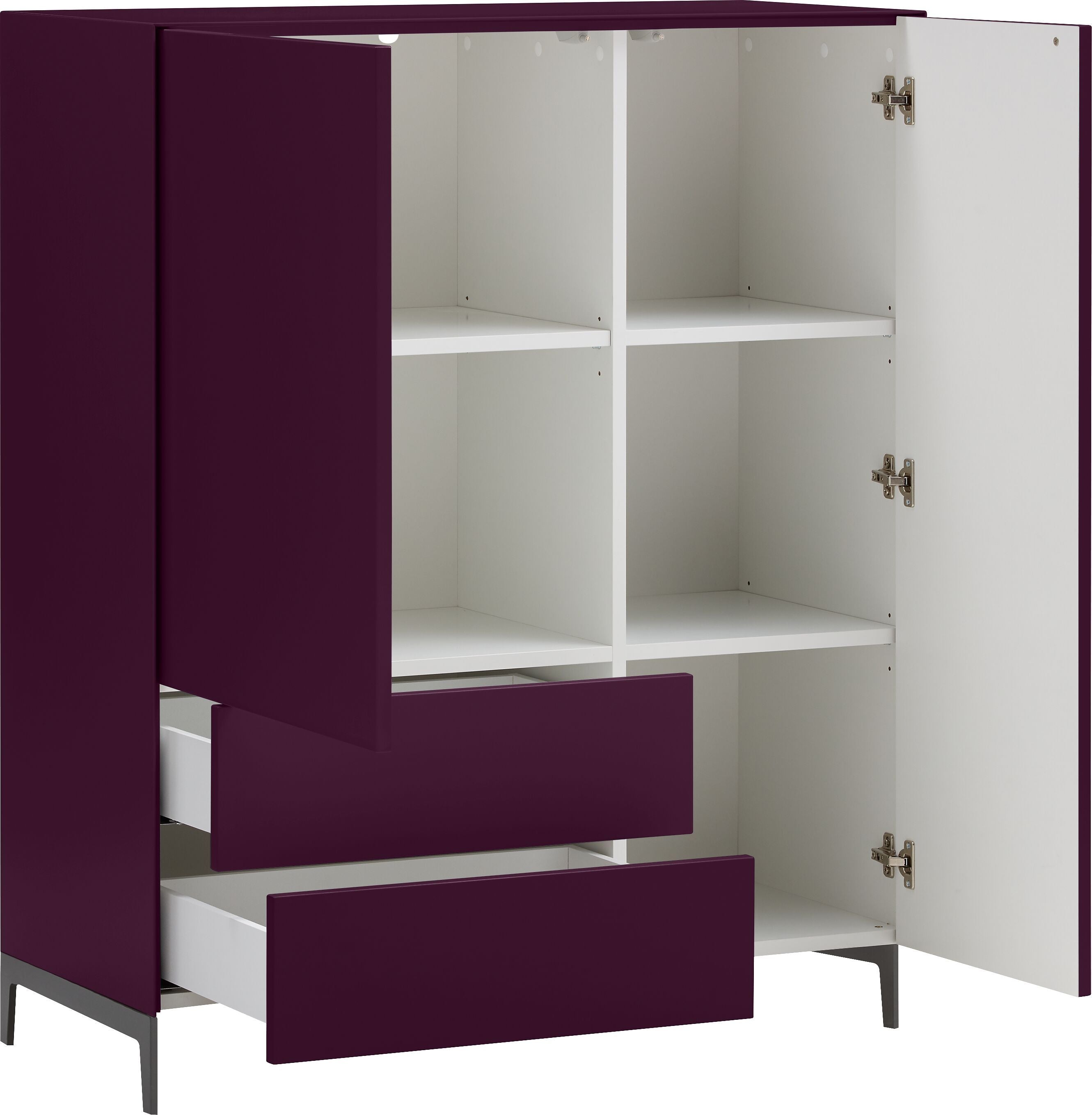 LUX Highboard - Aubergine / B: 100.0 cm x T: 46.0 cm x H: 123.5 cm