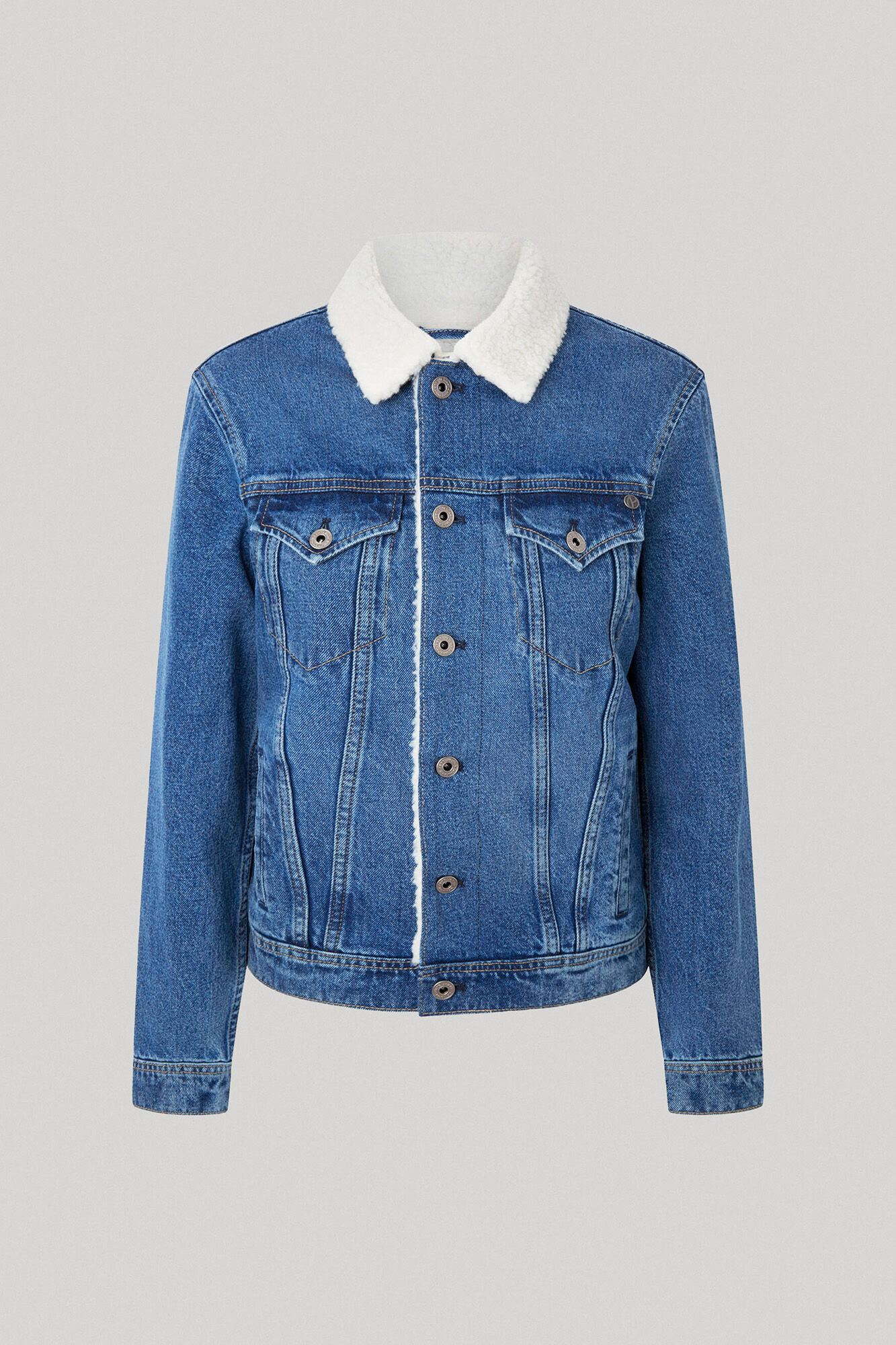 Jaqueta jeans com forro de couro Wink