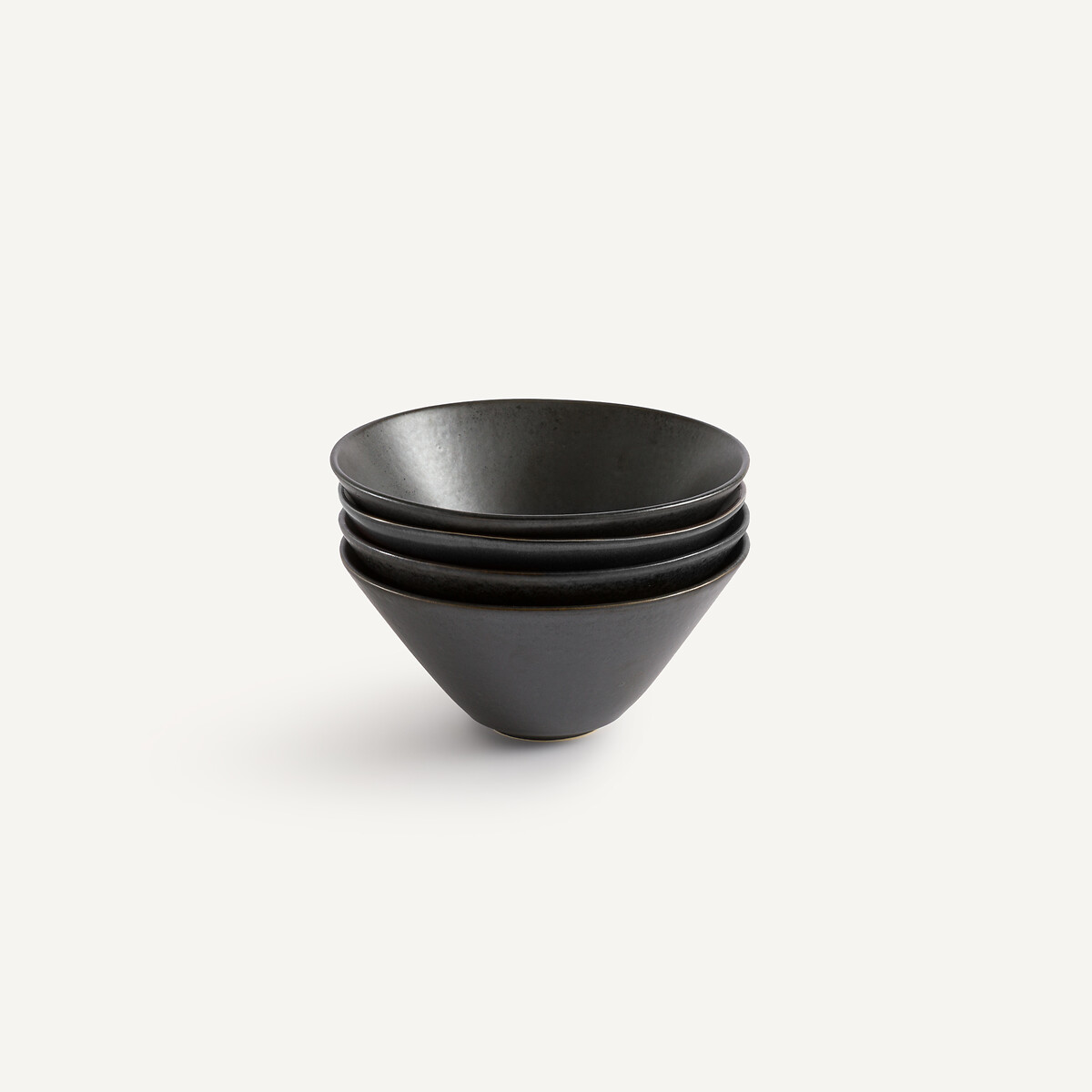 AM.PM<br>Conjunto de 4 pratos de sopa de cerâmica vidrada, Kanso