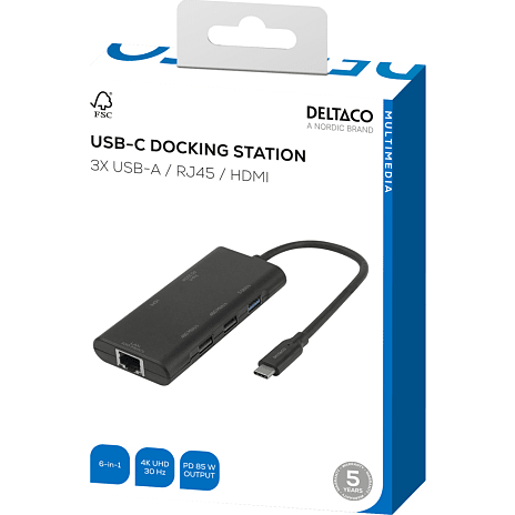 Deltaco usb-c dockingstation