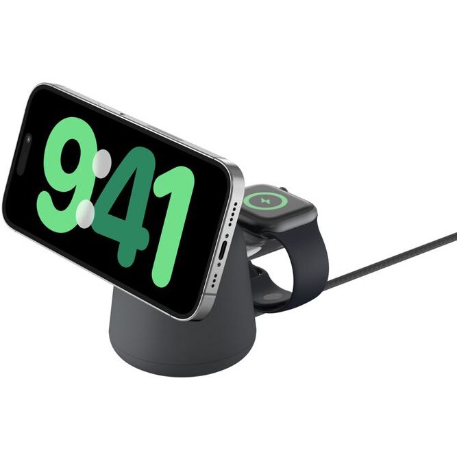 Belkin BoostCharge Pro Casques, Smartphone, Smartwatch Charbon de bois Secteur Recharge sans fil Charge rapide Intérieure