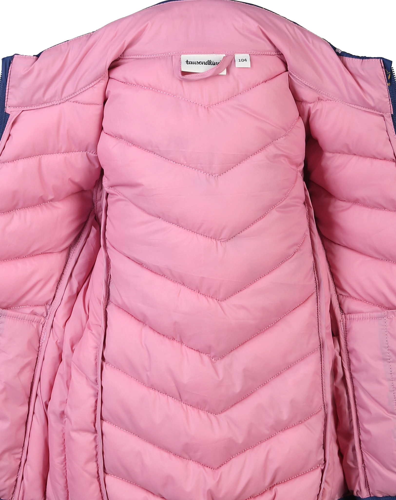 Steppjacke BLUMEN in blau/rosa