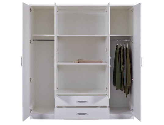TERRE DE NUIT - Armoire 4 portes 2 tiroirs blanc