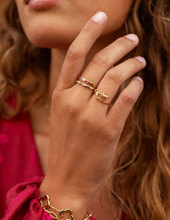 My Jewellery Vintage ring rode hartjes MJ11242