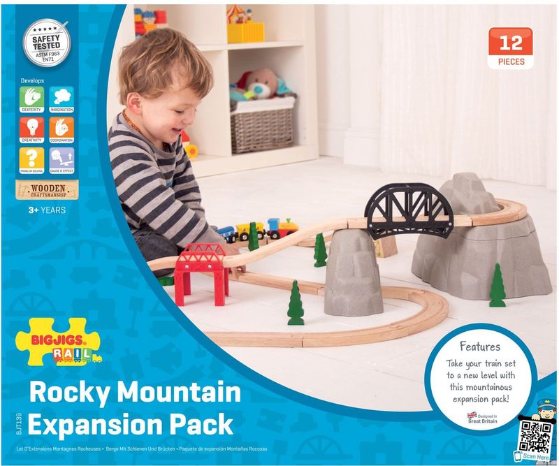 Bigjigs - Rocky Mountain - Uitbreidingspakket - Houten Treinaccessoire - 12 Stuks