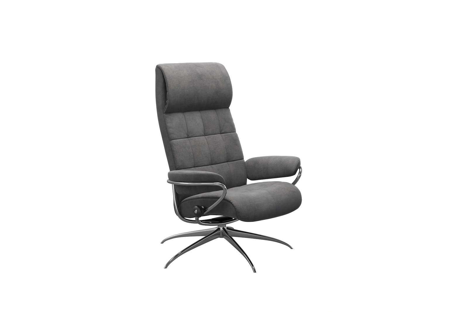 London lenestol Tekstil Magnolia Light Grey - Star - Chrome