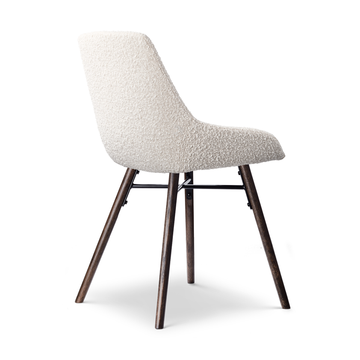 Eetkamerstoel Nena-Isa bouclé beige - walnoten onderstel