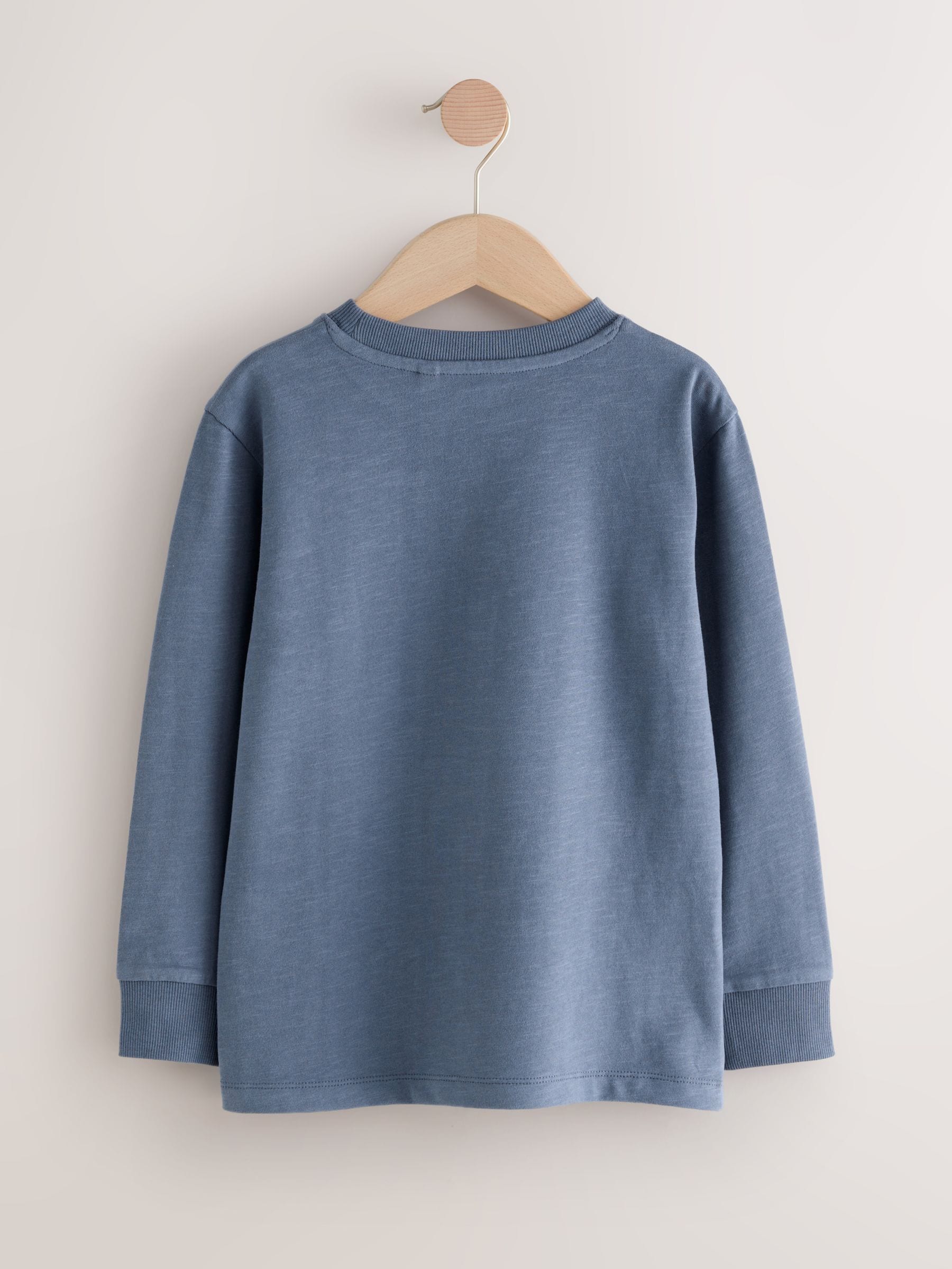 Normaal blauw - Behaaglijk T-shirt met lange mouwen (3-16 jr)