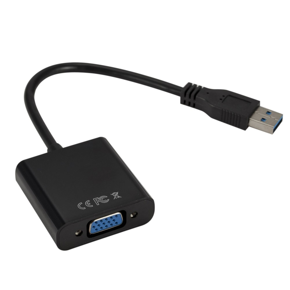 (15cm) USB A auf VGA 1080p@60Hz Adapter Kabel für MacOS / Windows - Schwarz