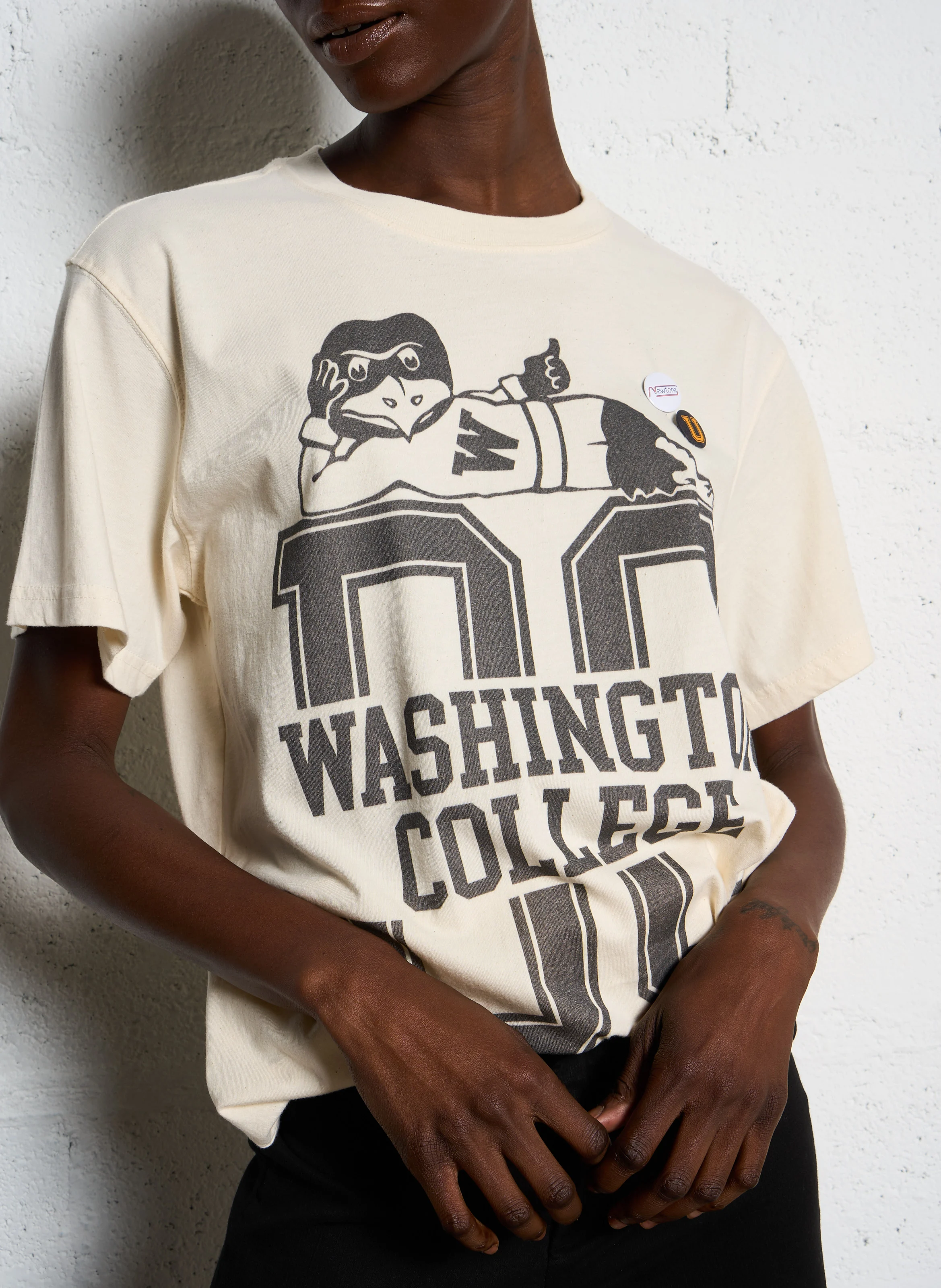 TRUCKER WASHINGTON - Tee-shirt imprimé à pins en coton | Beige