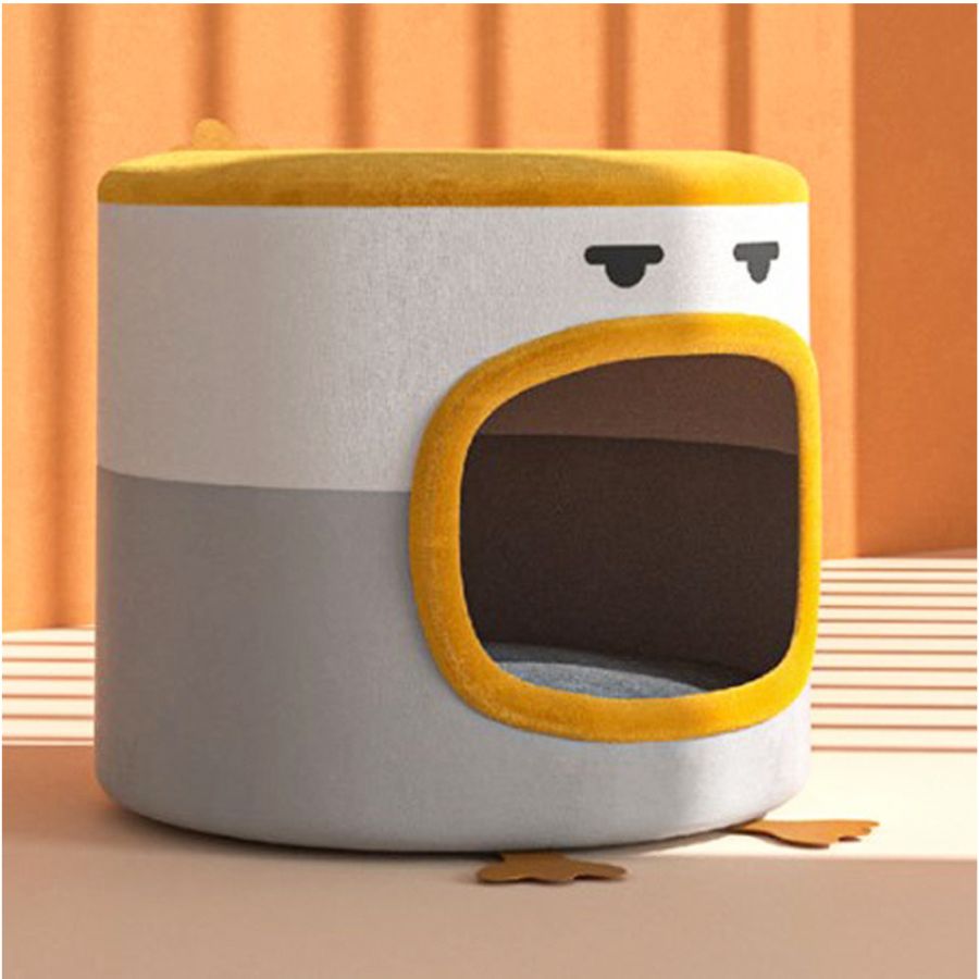 casinha de animais de estimação com carinha sorridente
