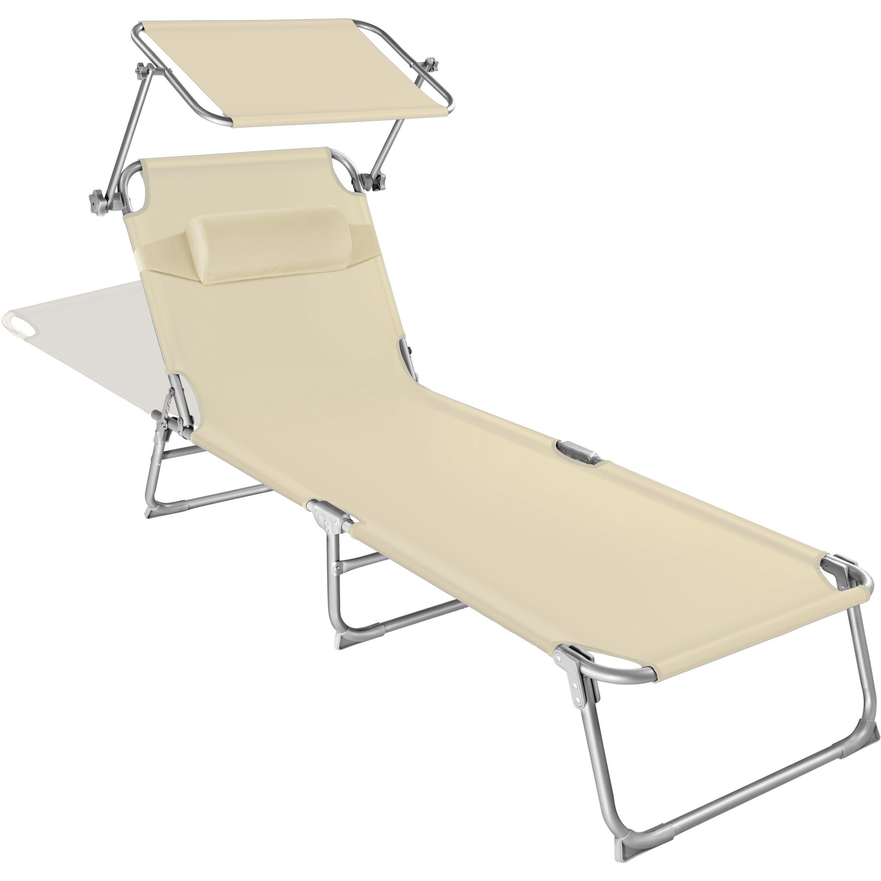 tectake® Gartenliege, klappbar, 4-fach verstellbare Rückenlehne mit Kopfpolster, 190 x 68 x 65 cm