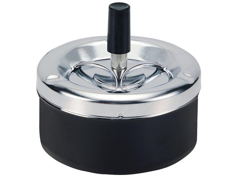 Dameco Aschenbecher mit Schleuderdeckel, Schwarz Drehascher aus Metall