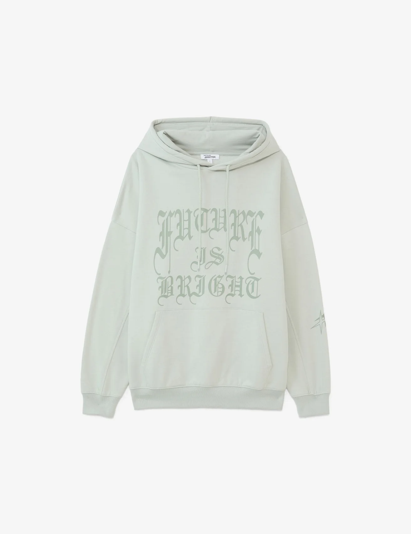 Sweat à capuche et message vert clair