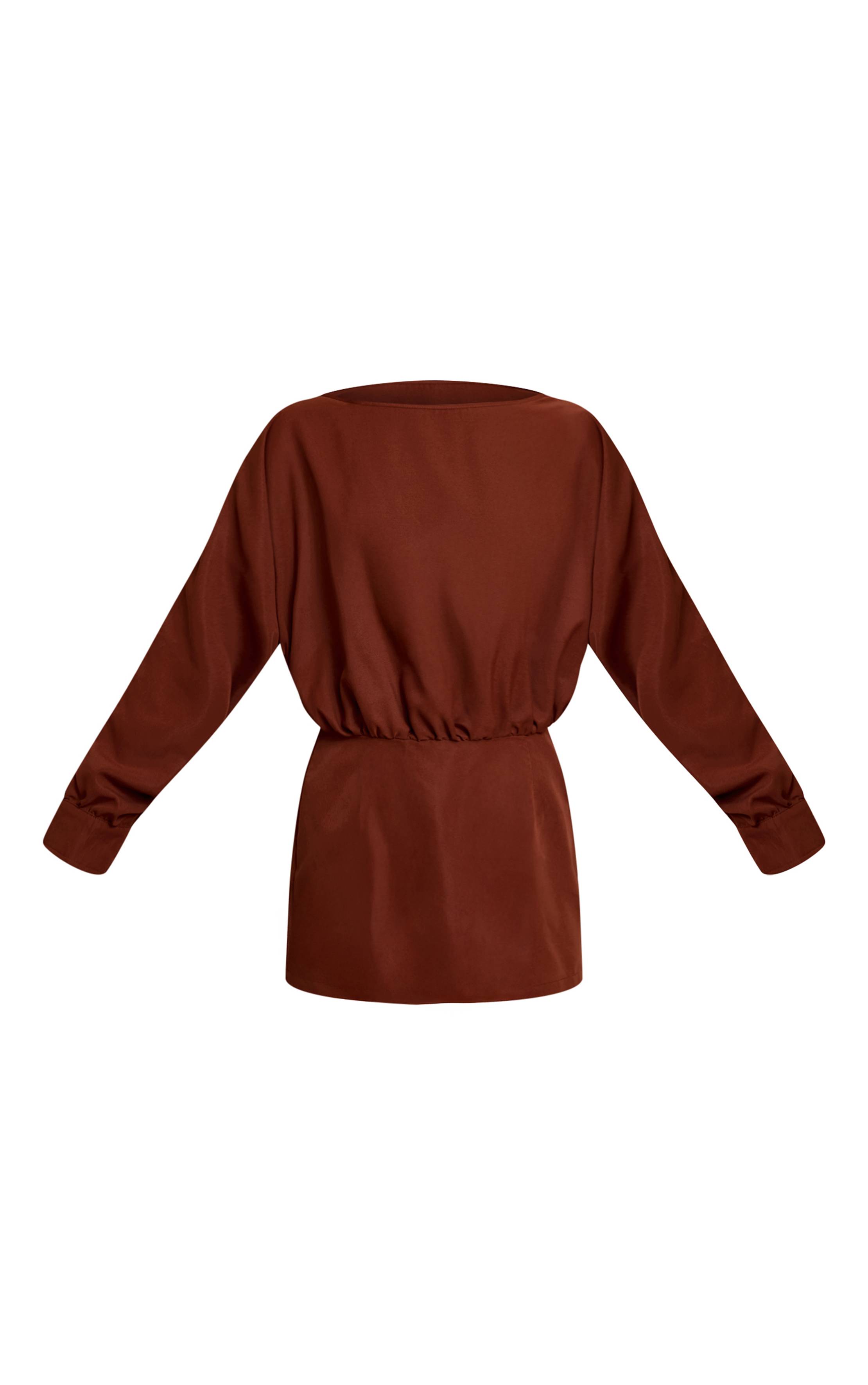 Marron Robe Moulante En Popeline De Coton Chocolat