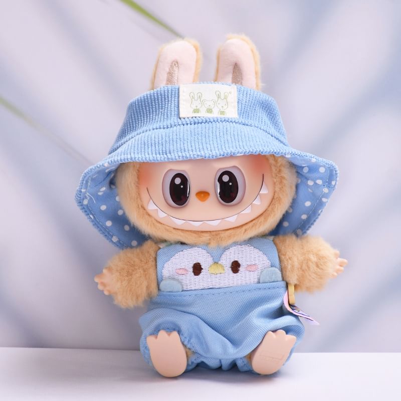 Miumi - Set: Applique Bucket Hat + Animal Dungaree Poppenkleding - 17 cm (Diverse ontwerpen)