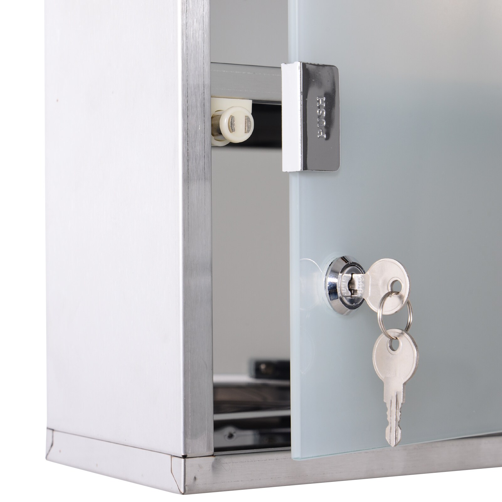HOMCOM Medikamentenschrank mit 3 Fächer silber 25 x 12 x 48 cm (LxBxH)