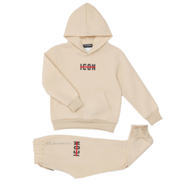 Tough bear icon set - beige