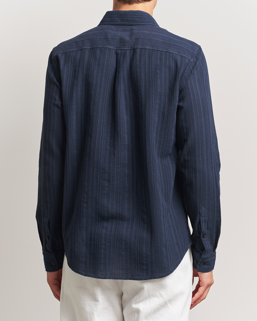 Les Deux Konrad Striped Structure Shirt Dark Navy