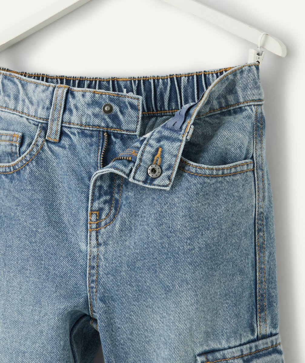 pantalon garçon en denim low impact avec poches cargo