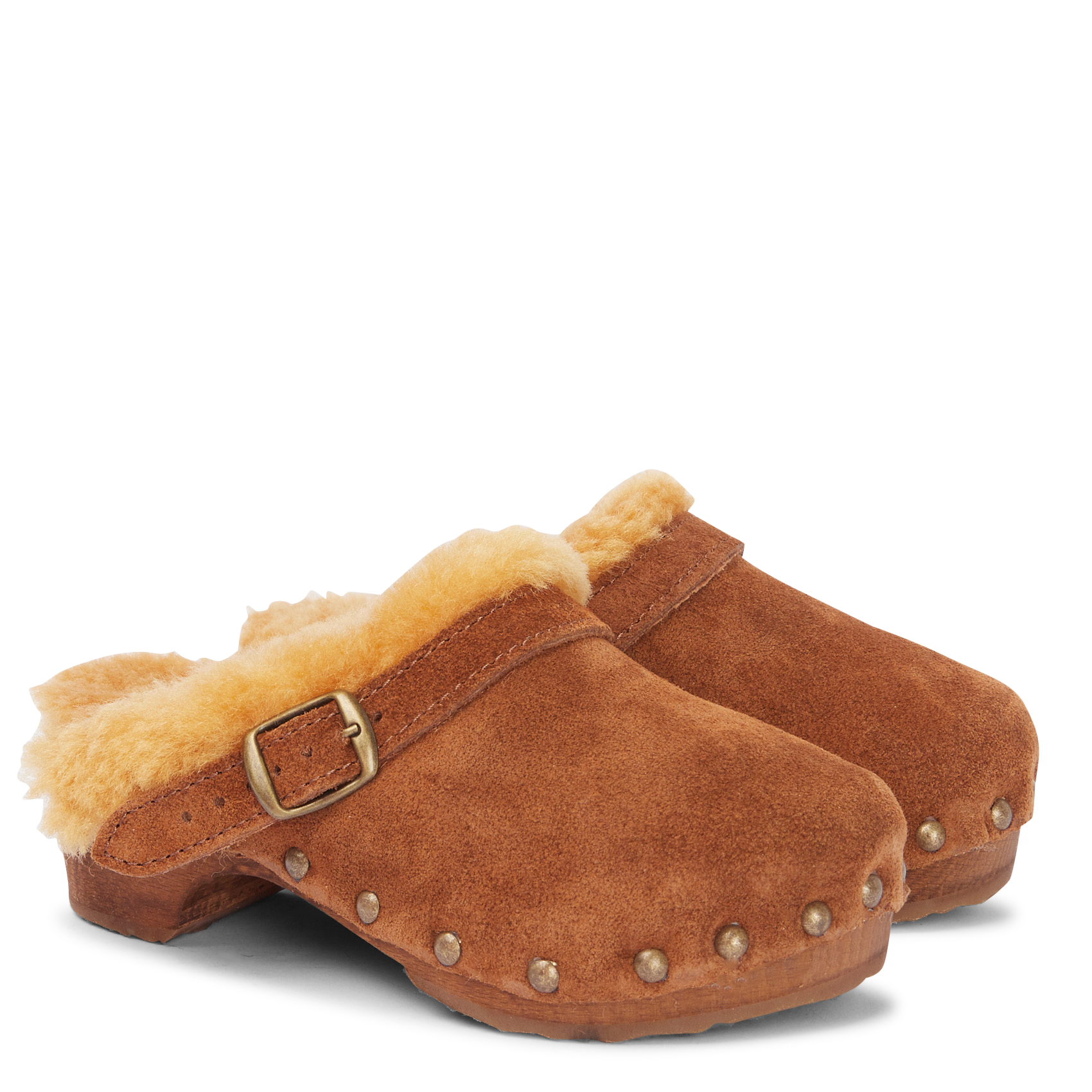 ELINE - Sabots en cuir velours | Marron