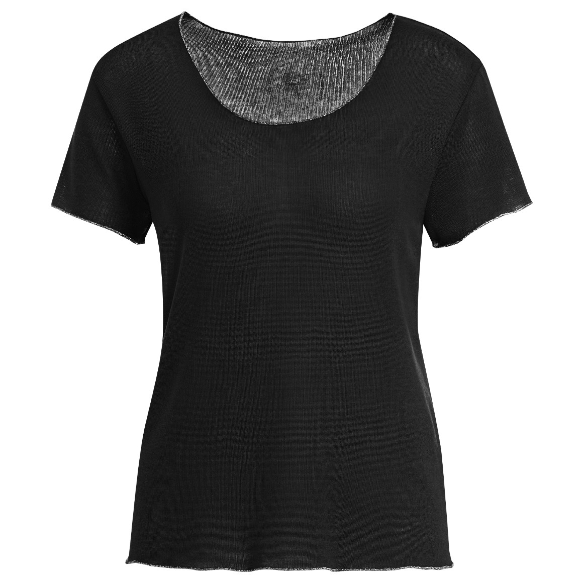 Gina Collection Damen T-Shirt mit glänzender Abschlussnaht schwarz