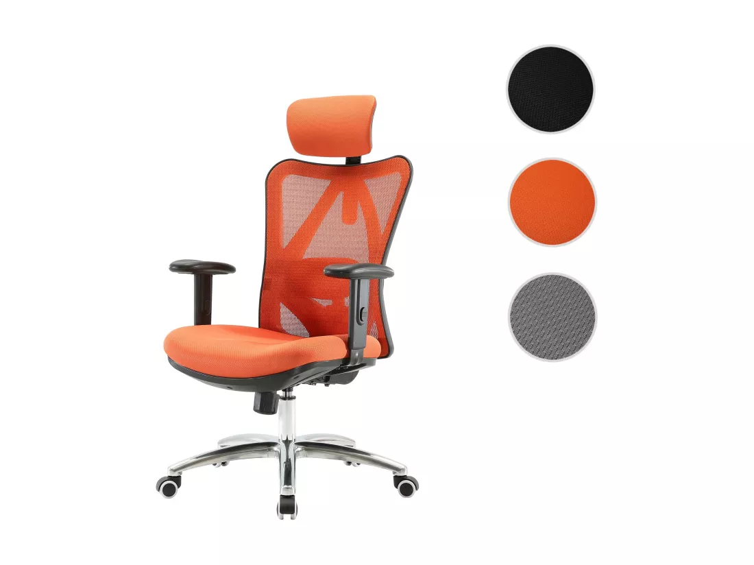 Chaise de bureau SIHOO-J86, sans repose-pieds, orange