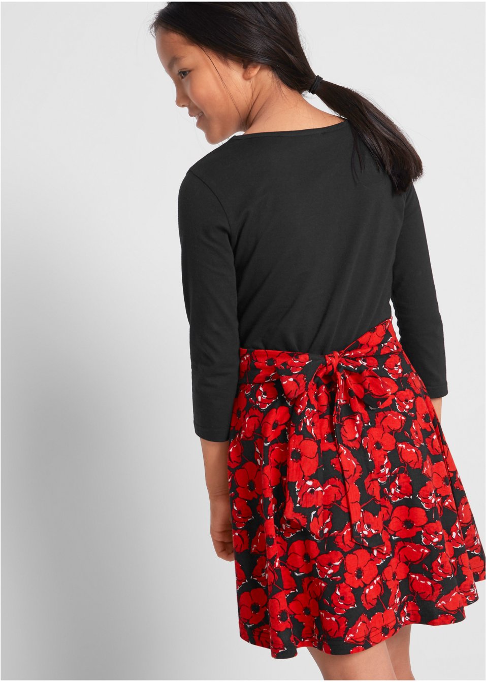 Robe fille en jersey coton, manches 3/4