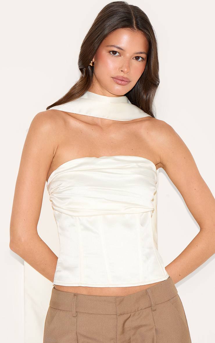 Crème Corset À Détail Foulard Froncé