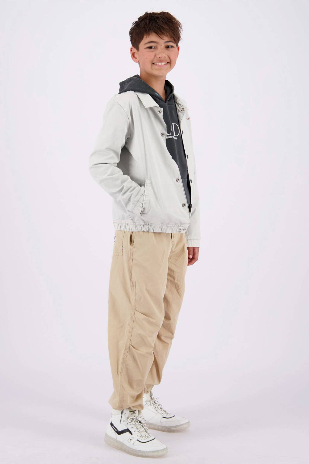 Vingino hoodie Nifon met tekst antraciet