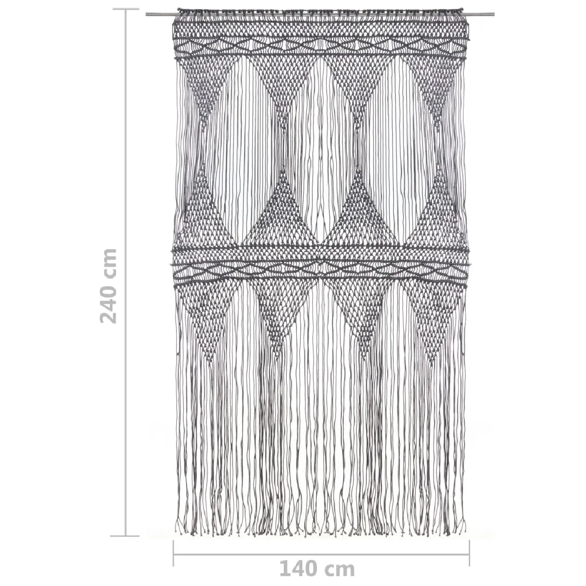 vidaXL Rideau macramé Anthracite Coton