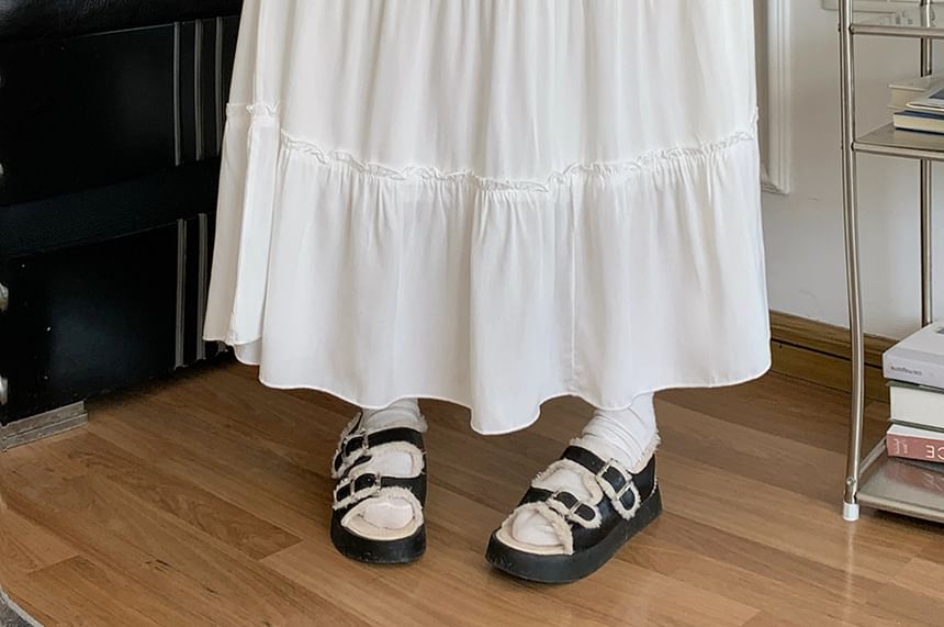 AKANYA - Maxi A-lijn rok met middelhoge taille en effen stof