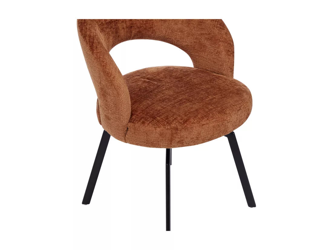 Lot de 2 chaises pivotantes en tissu texturé et métal noir - Terracotta - MILEANE