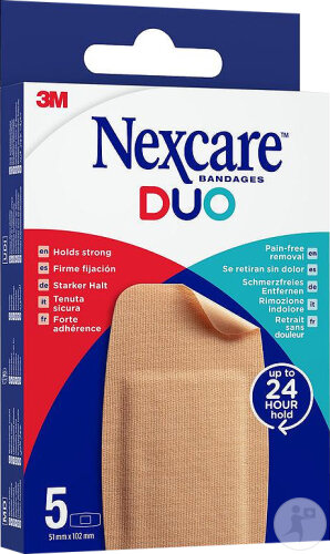 Nexcare Duo Pansements Forte Adhérence 5 Pansements
