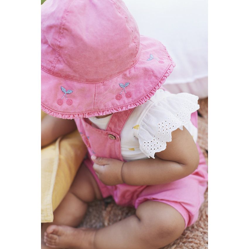 Charlotte en popeline avec cerises brodées pour bébé fille - Multicolore