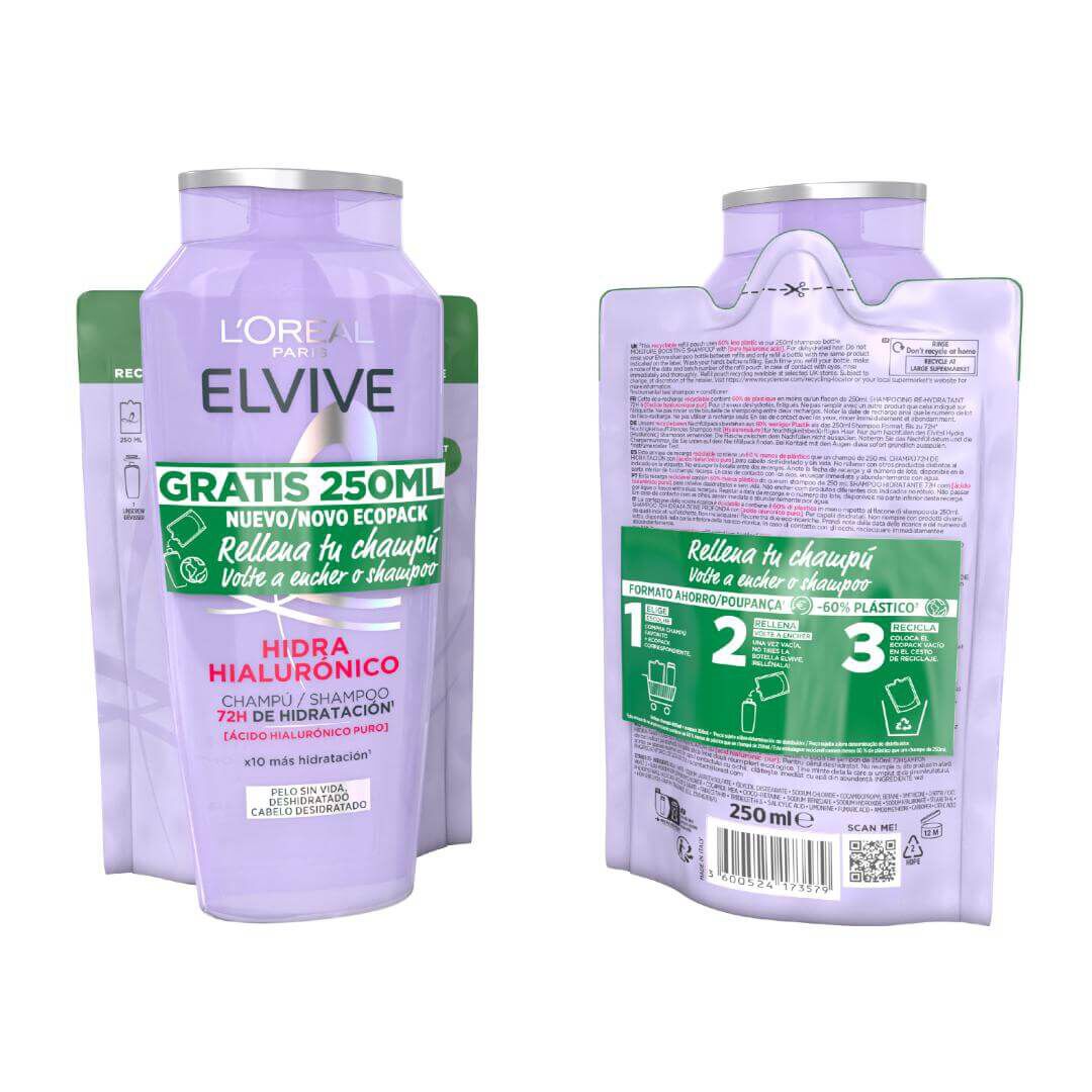 ELVIVE  Pack Hidra Hialurónico - Champô + Recarga - 650ml