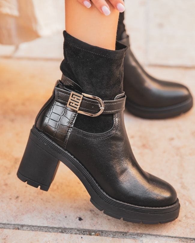 Bottines femme noires à talon - Grace
