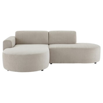 Hoekbank Loulou natural stof met ronde verlenging links
